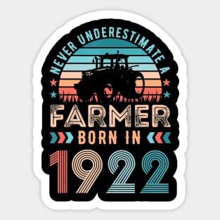 Farmer born in 1922 Farming Gift 100th Birthday Sticker